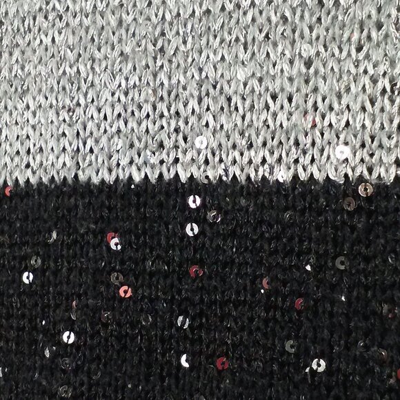 Alex Marie Knit Sweater Vest Lady-L Metallic Sequins Black Silver Gray Colorbloc - Picture 8 of 8
